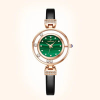 Green gold leather